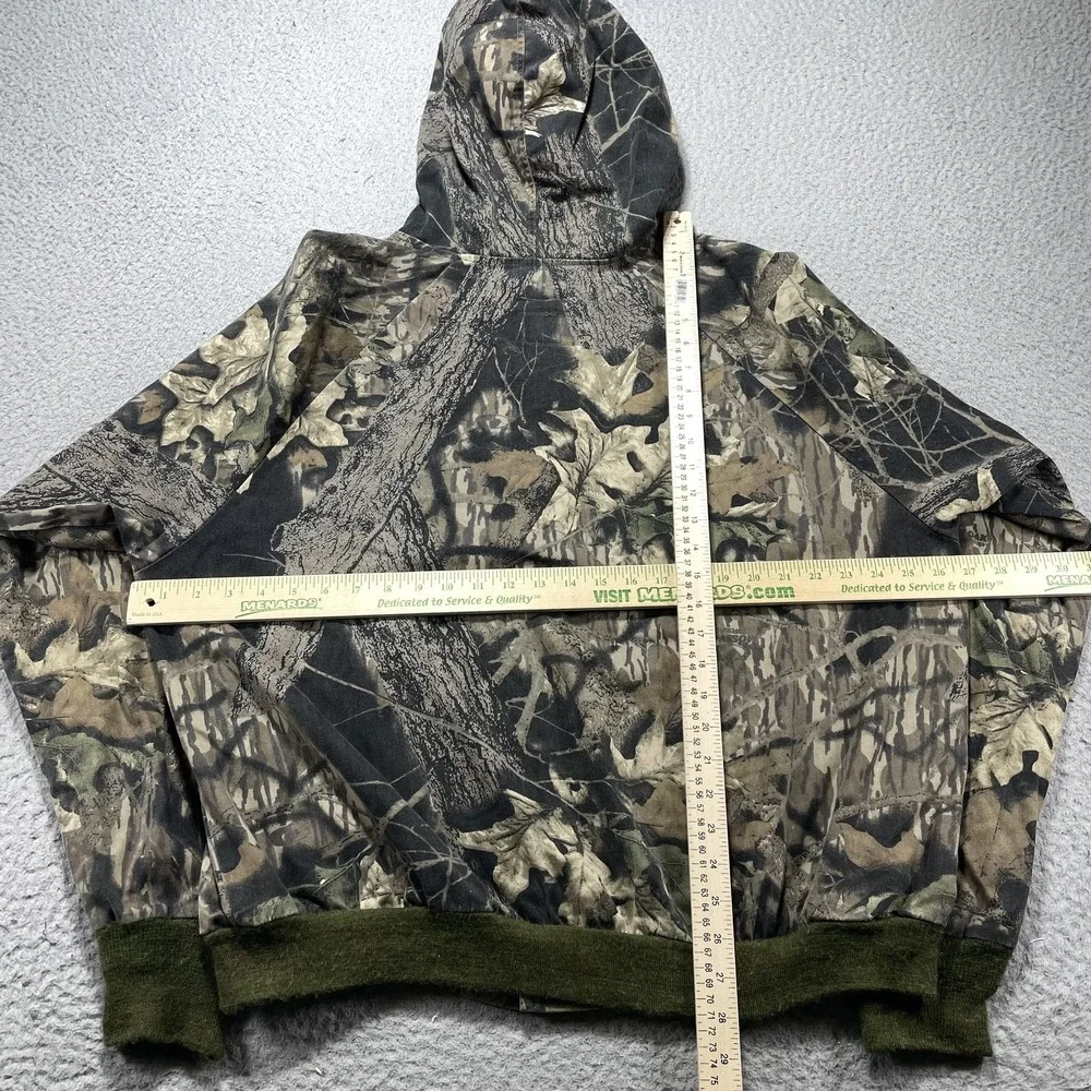 Vintage Mossy Oak Jacket Mens 2XL Brown Camo Hooded Snap Bomber Hunting Outdoor